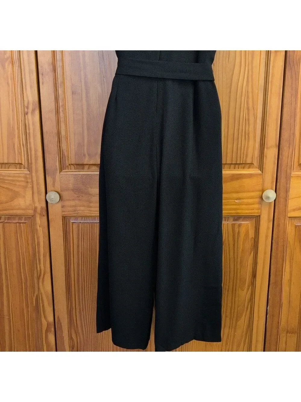 Mud Pie Adelynn V Neck V Back Black Tank Jumpsuit Wide Leg S